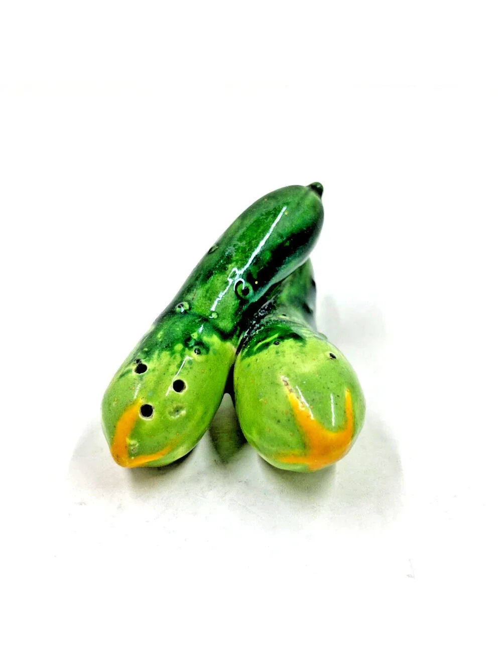 Vintage MCM One Piece Cucumber Zucchini 2-in-1 Salt & Pepper Shakers